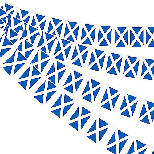 AhfuLife Schottland Fahnenkette Flaggenkette Wimpelkette, 2 Stück 30 Flaggen Beidseitig Rechteck Stoff Schottische Wimpel Girlande Länderflagge für WM EM Euro Party Bar 2025 Dekoration