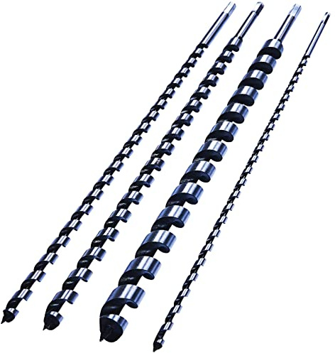 4 PCS PROFESSIONAL AUGER BIT SET 600MM CARPENTER WOOD WORK DIY DRILL 8 | 12 | 16 | 24MM EXTRA LONG GARAGE WORKSHOP WOODWORKING MANUFACTURING CNC HAND & POWER TOOLS UK FREE P&P
