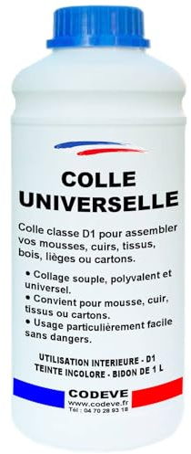Colle Universelle - Codeve Bois - 1L - Intérieur - Pour L'assemblage Polyvalent D'un Cuir, Tissu, Bois, Liège, Mousse Ou Carton.