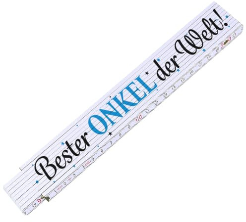 GRAVURZEILE Zollstock 2 Meter mit UV Druck - Bester Onkel der Welt - Gliedermaßstab mit Winkelanzeige - Aus Buchenholz - Geschenke für Männer Papa Onkel und Opa – Tolle Vatertagsgeschenke