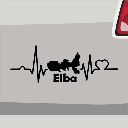 Stickerfreaks Herzschlag Elba Aufkleber Italien Sticker Urlaub Strand Auto Bike Insel Vinyl Aufkleber Größe: 10x3,5cm (S) | Farbe: 90-Silber | Italien Sticker Kleber Deko Tuning Herzschlag