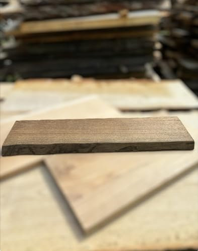 Fensterbank aus massiver Eiche mit naturbelassenem Baumrand in Palisander Eiche Brett, Treppenhaus, Holzpaneel, Stärke 4cm (Eiche 100x30cm)