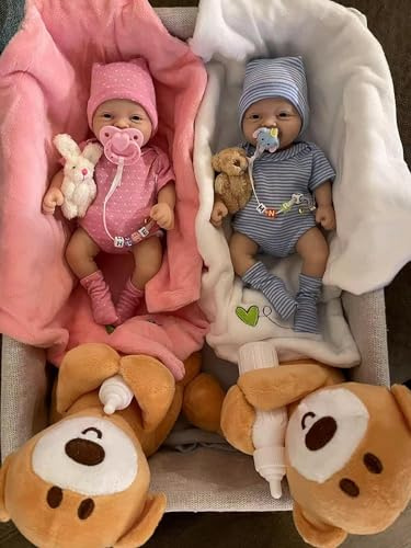 MYREBABY Reborn Babypuppe, 17,8 cm, Mini-Silikon-Babypuppe, realistische Babypuppe, Silikon, Ganzkörper-Puppe, mit Fütterungszubehör und Geschenkbox