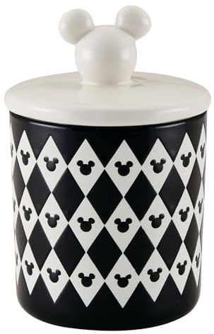PRESTIGE Disney - Recipientes de cocina monocromáticos de Mickey Mouse pequeños, tarros herméticos de cerámica con tapas, blanco y negro