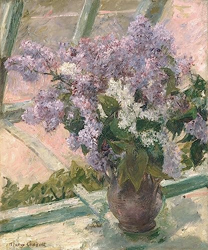 HCOTZHPY Reproduktion Leinwanddruck Und Poster Wandkunst Bild Flieder in einem Fenster von Mary Cassatt Moderne Kunstdrucke für Wohnkultur 60x90cm