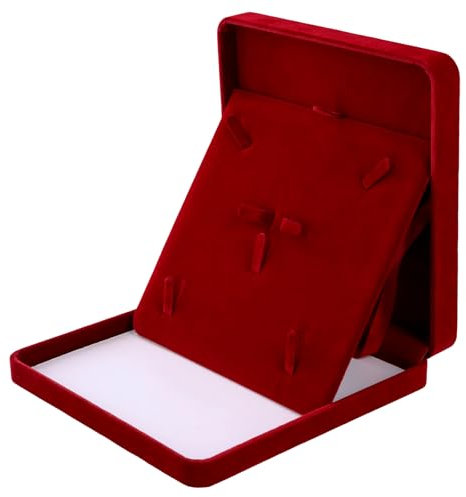 Amexo Velours Bijoux Ensemble Boîte, Coffret Cadeau en velours Cadeau Pendentif boîte Ensemble de Bijoux en Velours Pelucheux pour Bijoux Pendentif Boîte D'Emballage (Vin Rouge)