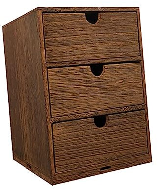 BUGUUYO Holz Aufbewahrungsbox Mit Drei Retro Desktop Organizer Für Küche Büro Schlafzimmer Ausziehbare Multifunktionale Schubladenbox Für Kleine Gegenstände Braun