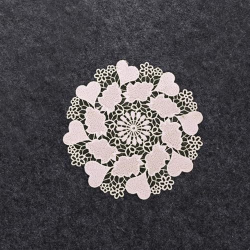 4 Stück Spitze Runde Stickerei Tisch Tischset,Gestrickte Deckchen,Spitze Untersetzer,Retro Blume Matte Handarbeit Spitzendeckchen Tischsets Häkeldeckchen für Tische Esszimmer,20 x 20cm Hellgrau C