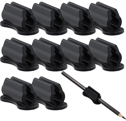 10 Pcs Stiftehalter Schreibtisch, 4,7x2x2cm, 2 Löcher für 5mm-18mm Stifte, Stifthalter Selbstklebende, Silikon Stifthalter, Flexible Bleistifthalter für Klassenzimmer Büro Kühlschrank Whiteboard