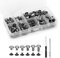 APOMOONS 110 Set Chicago Screws, M5 x 4/5/6/8/10/12mm Chicago Binding Screws Kit with Setting Tools, Nail Rivet Chicago Button Cross Head Screw for Leather Belt DIY Book Scrapbook Albums Bookbinding