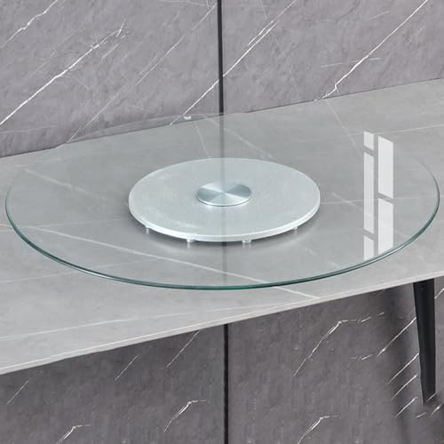 QIUHTR Plateau tournant Rond en Verre trempé Lazy Susan de 50cm Silencieux Lisse et Difficile à Vider(Ø 60cm)