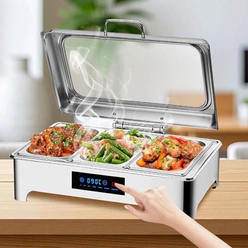 VFDZ 9L Chafing Dish Buffet Elettrico, Scaldavivande Elettrico Professionale con Tocco Intelligente, Commerciale Scaldavivande per Buffet, Scalda Cibo per Buffet, Ristoranti, Hotel, Feste (1/3)