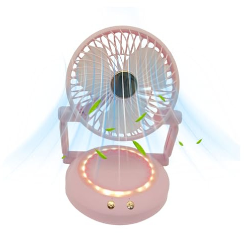 Small Desk Fan, Handheld Foldable Fan, Rechargeable Air Cooler, Oscillating Cooling Gadget, Led Light Feature, Perfect for Outdoor Travel Accessories, Ideal for Desktop Home Use