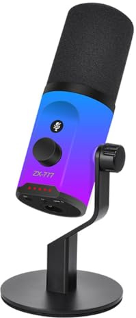 Harewtwy XLR/USB Desktop RGB Dynamic Microfono per la Registrazione di Podcasting Gaming Live Streaming Microfono Compatibile USB/XLR