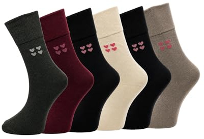 ARG 6 paires de chaussettes pour femmes non élastiques pour diabétiques, faciles à saisir, souples, en coton, pour les pieds enflés, œdème, pointures 37 à 42, Taille unique