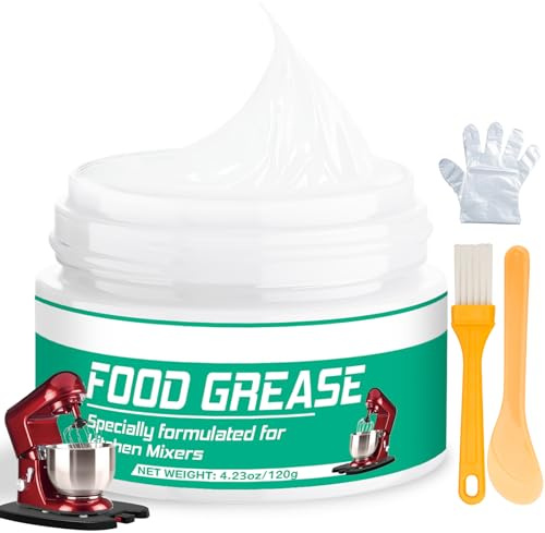 Graisse Silicone 120 g Pour Robot Pâtissier – Compatibilité Universelle Pour Les Accessoires d'Engrenage De Robot Pâtissier, Graisse Silicone Alimentaire Avec Bâtonnet, Gants Et Pinceau Applicateurs