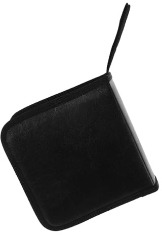 Hohopeti PU Leather CD Storage Bag Capacity DVD Organizer Portable Disc Holder for Car Travel Home with Extra Storage for USB Drives and Cables Dust-Resistant Black