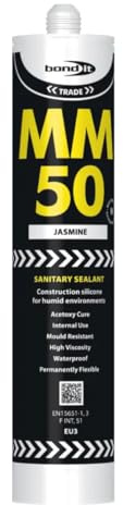 Bond It MM50 Sanitary Sealant – Jasmine, 310ml | High Performance Silicone for Bathrooms – Kitchens & Wet Rooms | Anti-Mould – Waterproof – Flexible Sealant | Ideal for Sinks – Showers – Baths & Tiles