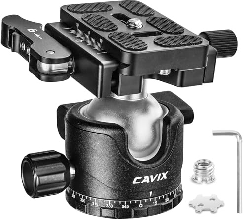 CAVIX 36mm Tripod Ball Head with Lever Release, Low Profile Heavy Duty Ball Head Mount with Arca Swiss Quick Release Plate for Camera Tripod Monopod DSLR Camcorder Telescope,Max Load 33lb/15kg(H-36F)