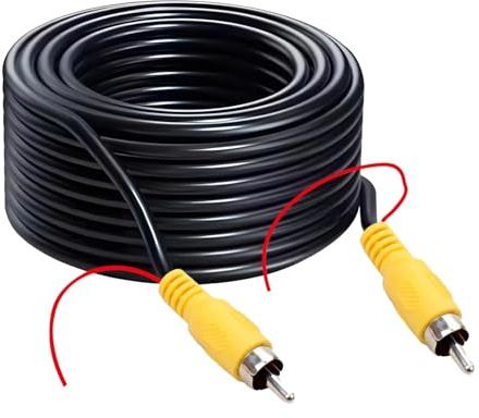 Câble Vidéo RCA 10M pour Caméra de Recul, Extension AV Mâle-Mâle avec Fil | Câble RCA 10M: Ce câble vidéo RCA de 10 mètres permet de relier une caméra de recul, un moniteur, un autoradio ou un autre.