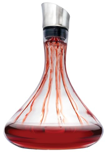 Vin Bouquet FIA 1611 Weinkaraffe aus Glas mit Filter und auslaufsicherem Ausgießer aus Edelstahl, Rotweinbelüfter