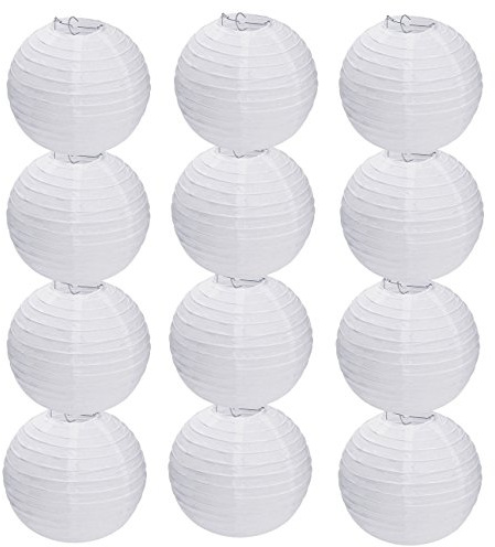 Tmade 12 Pack 10 White Paper Lanterns for Birthday Wedding Party Garden Home Decoration