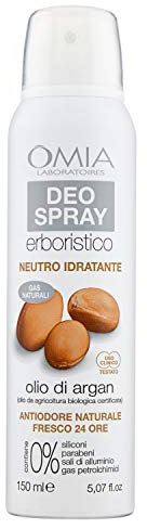 Omia, Deo Spray Erboristico con Olio di Argan, Deodorante Antiodore, Senza Sali di Alluminio e Gas, Freschezza per 24 ore, Deodorante Uomo e Donna, 150 ml