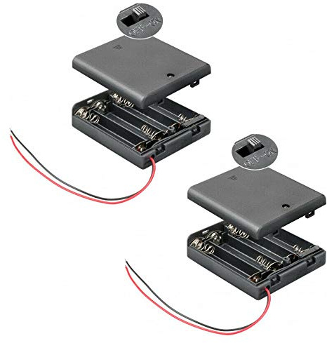 PerfectHD Batterihållare – AA batterifack – 4 x AA mignon – med på/av-brytare – 2 stycken i ett set – svart