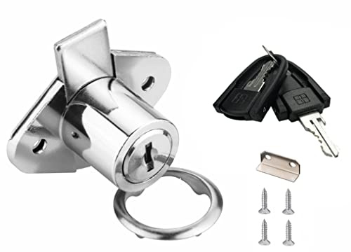 XIEHE 801 Office Furniture Desk Drawer Lock Cabinet Door Locker with Keys 7/8 in. Outside Diameter (1 Pack, Chrome, keyed different1)