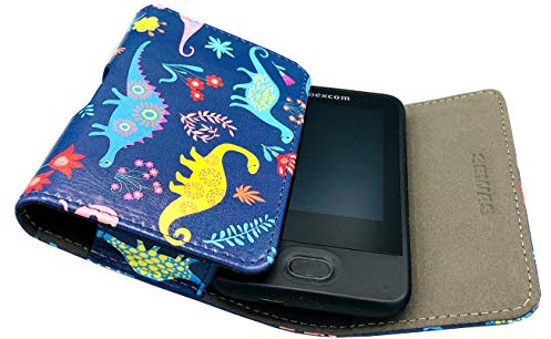 SEWAS Diabetic Care, väska för DEXCOM G6, midjeväska blodsockermätare, diabetikerväska, skyddsfodral blå med dino-motiv
