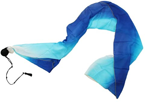 Hellery Schleier Poi Balls Chain Balls Schleier Für Bauchtanz Silk Veil Poi Streamer Für Tanzperformance 200x70cm, Regenbogenfarben - Blau, 200 x 70cm