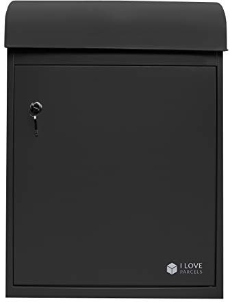 iLoveParcels Cassetta di consegna per pacchi media, impermeabile, sicura e sicura, per quando non sei a casa. Cassetta postale, porta, recinzione o pavimento (nero)