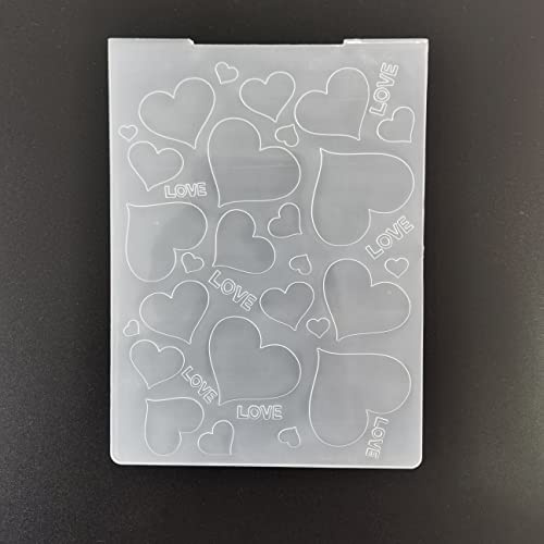 WooYangFun Happy Valentine's Day Love Heart Background Embossing Folder for Card Making Floral DIY Plastic Scrapbooking Photo Album Card Paper DIY Craft Decoration Template Mold 12.8x12.8cm