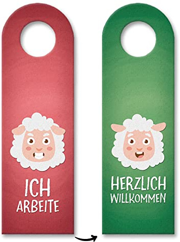 Ich arbeite oder willkommen Türhänger mit Schaf Motiv Kind Kinderzimmer Kinder