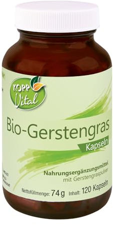 KOPP Vital® Bio-Gerstengras Kapseln | 74 g | 1 x 120 Kapseln | Vegan | aus deutschem Anbau | Apothekenqualität