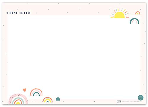 TYSK Design Sous-main de bureau Arc-en-ciel Vierge (Design au choix) Sous-main en papier détachable DIN A3 Liste de choses à faire Bloc-notes Planificateur hebdomadaire