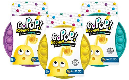 GoPop™ - Das Original - Trend Fidget, Bubble, Push Pop, Reisespiel, Logikspiel, Alltagsstress, Nervosität, Stressresistenz - HCM Kinzel - 55162, Gelb, Grün, Lila