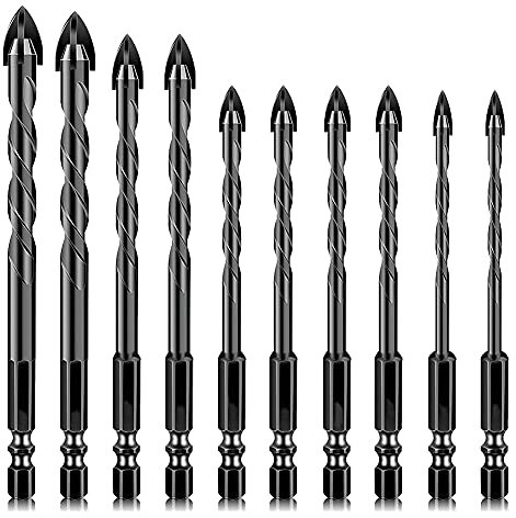 10 punte da trapano per piastrelle da 5 a 12 mm, multiuso professionale in carburo di tungsteno, per piastrelle di ceramica, specchi, cemento, muri di mattoni, vetro