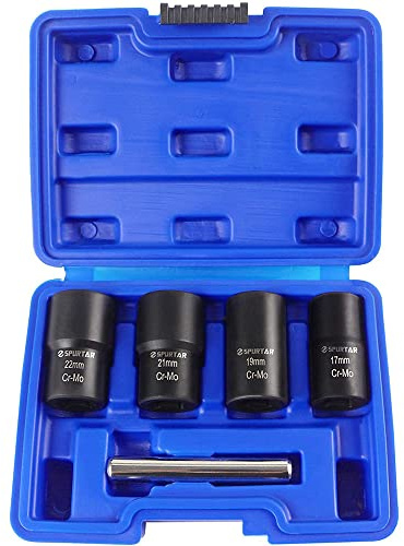 CENPEK 5 st vridhylsnyckelset, 1/2 tum enhet skadad bultborttagare, grepp mutter extraktoruttag set för borttagning av låsande hjulmuttrar 17 mm, 19 mm, 21 mm och 22 mm