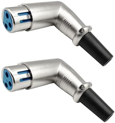 iYueMps 2 Stück 90 Grad 3Pin XLR Buchse Steckverbinder, XLR-F Buchse Audio Mic Mikrofonstecker XLR-Lötanschluss, XLR Kabelenden Löten Typ Adapter