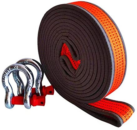 ZZDZW Abschleppseil 5t/8t/10t/15t/20t/25t Abschleppseil Auto, Hochfeste Abschleppgurte 4m-10m Nylon Erholte Schwerlastschlepper Mit 2 Haken,Windenseil Abschleppband Für Notfall Abschleppgurt
