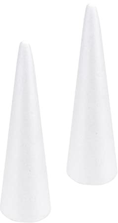 Operitacx 2st Styroporkegel, Schaumkegel voll ø 9,5 cm, Höhe 30 cm, Polystyrolschaum Schaumstoffkegel Styropor Schaumstoffzylinder für Handwerksprojekte