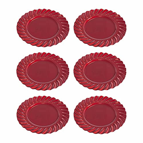 LOLAhome Juego de 6 bajoplatos Navidad de plástico Rojos de Ø 33 cm