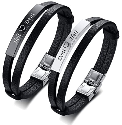 Partner Armbänder Freundschaftsarmband Herren Damen - Verstellbare Leder Pärchen Armband für Männer Frauen Geschenk Für Geburtstag Valentinstag Personalisierte Armbänder für Paar und Bester Freund