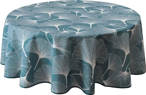 Le linge de Jules Biloba blå fläckbeständig bordsduk - rund 160 cm