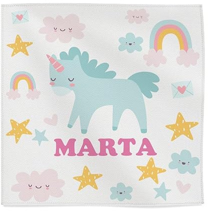 Wanapix | Personalisierte Kinder Stoff Servietten | 45x45cm | Einhorn