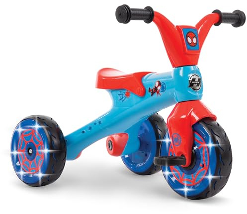 Huffy Marvel Spidey and His Amazing Friends Light Up Kids' Trike, Ideal for Ages 3+ Years Old, LED Light Feature, Under Seat Storage, Fun and Playful Design, Spidey and His Amazing Friends Graphics