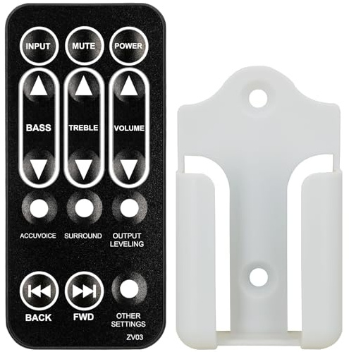 Replacement Remote Control for ZVOX AccuVoice Omni Soundbase AV200 AV205, Platinum Series 570 670 770, V-Series SoundBases 220 320 420 SoundBar TV Speaker (with Mounting Bracket)