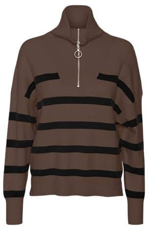 Vero Moda Pull Saba pour Femme, Pomme de pin/Rayures : Noir, XXL