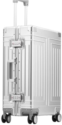 Koffer Trolley aus Aluminium-Magnesium-Legierung, Universalrad, Metallkoffer, tragbar, komplett aus Aluminium Koffer für Unterwegs (Color : A, Size : 24in)